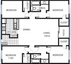 4 Bedroom 2 Bath floor plan